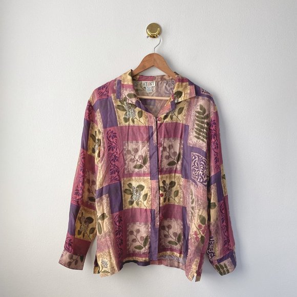 Vintage 100% Silk Lilac Blouse - Picture 7 of 9